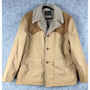 VTG California Cal Craft Sherpa Coat Jacket Mens XL Beige Chore Field Western